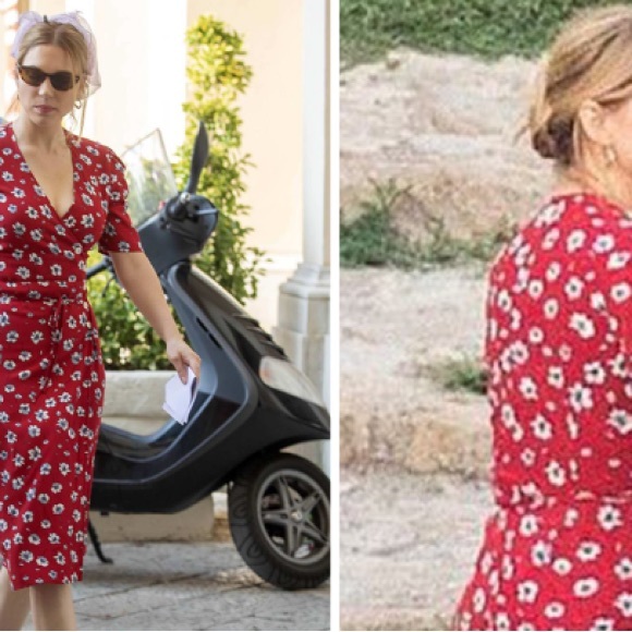 Rouje Gabin Dress Red Floral Midi Dress - Picture 3 of 7